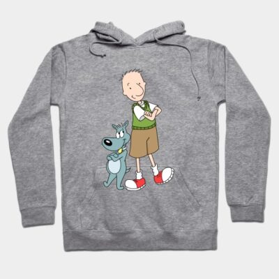 Gray pullover hoodie with cartoon design, featuring casual style, perfect for everyday wear. Cozy cotton blend fabric.