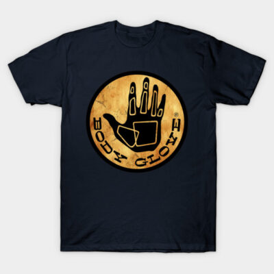 Navy blue t-shirt with vintage logo, casual style, short sleeves, cotton material, perfect for everyday wear.