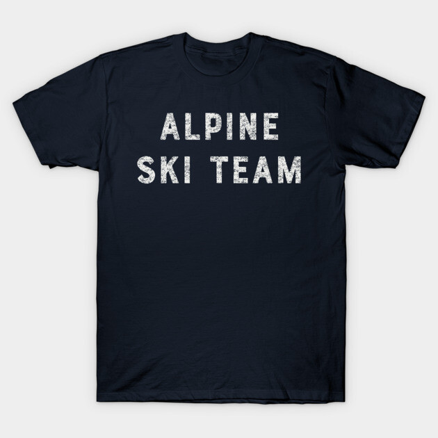 Navy blue "Alpine Ski Team" t-shirt, casual style, cotton fabric, ideal for winter sports enthusiasts.