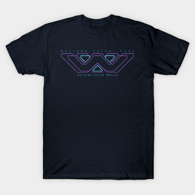 Navy blue graphic t-shirt with futuristic logo, casual style, soft cotton fabric, perfect for everyday wear.