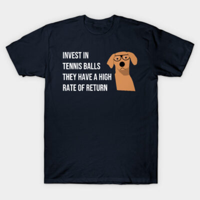 Navy blue t-shirt with humorous dog and text graphic, perfect for casual wear.