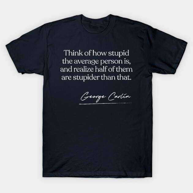 Navy blue T-shirt with white text print, casual style, soft cotton material, perfect for everyday wear.