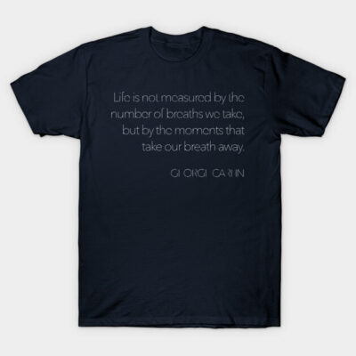 Navy blue t-shirt with motivational quote design, casual style, breathable cotton material, perfect for everyday wear.