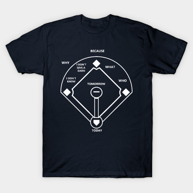 Navy blue baseball diagram t-shirt with humorous text design, casual style, soft cotton fabric for everyday wear.