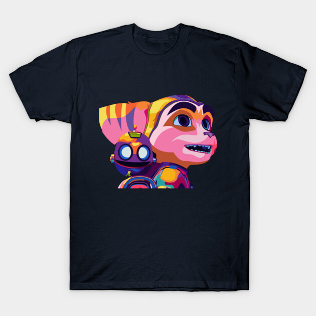 Navy blue T-shirt featuring colorful cartoon characters, casual style, perfect for everyday wear, 100% cotton material.