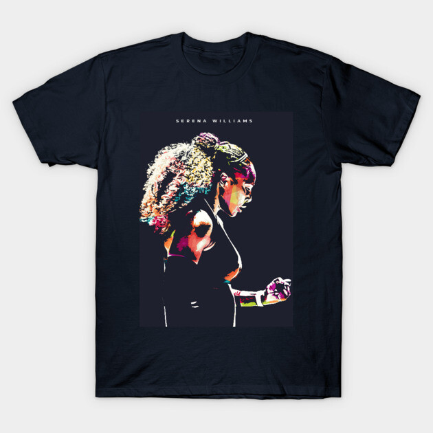 Black graphic T-shirt featuring colorful athlete silhouette, cotton material, casual style for everyday wear.