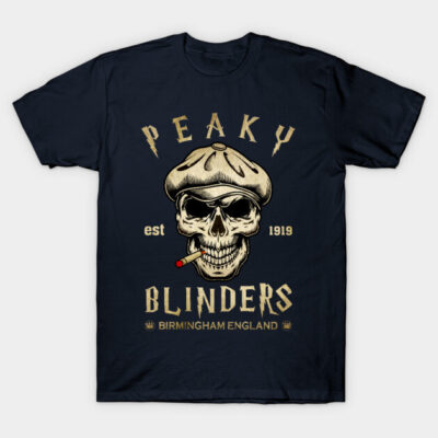 Black graphic t-shirt with vintage skull design and text, ideal for casual wear. Comfortable cotton material.