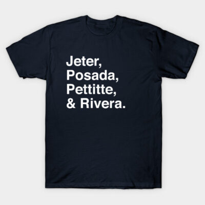 Navy blue t-shirt with bold white text design, casual style, made of soft cotton, ideal for everyday wear.