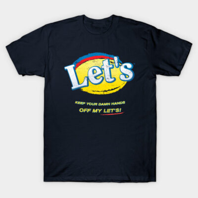 Navy blue graphic tee with bold text design, casual style, cotton material, suitable for everyday wear.