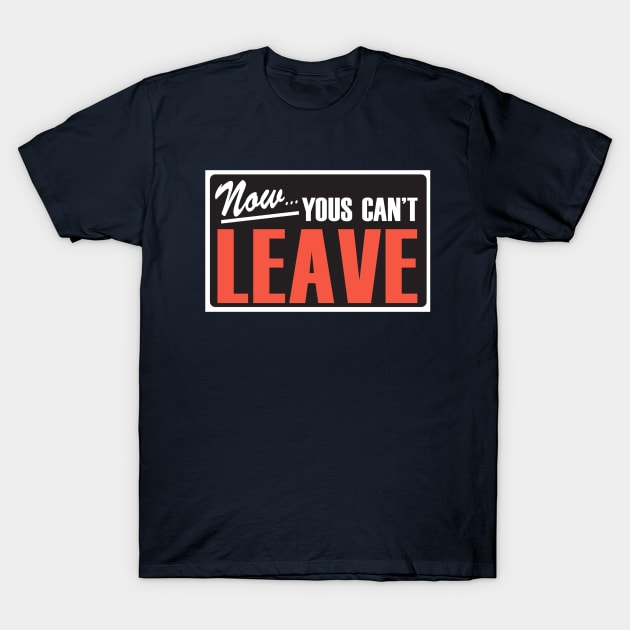 Navy blue unisex t-shirt with bold red and white text design, casual wear, cotton material.