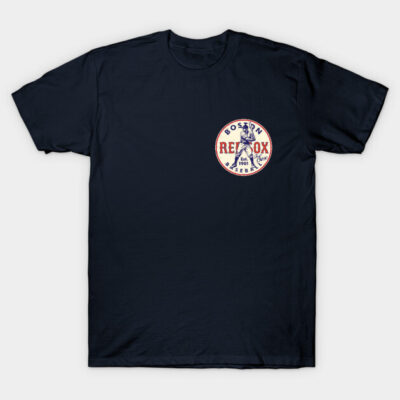 Navy blue Boston baseball graphic tee, short sleeve, cotton, casual wear, vintage sports design, unisex T-shirt.