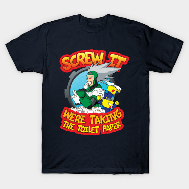 Black graphic t-shirt with humorous cartoon and text design, ideal for casual wear or gifting.