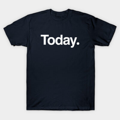 Navy blue cotton T-shirt with "Today" in bold white text, casual style, ideal for everyday wear.