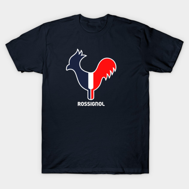 Navy blue t-shirt with tricolor rooster graphic, casual fit, 100% cotton, perfect for everyday wear.