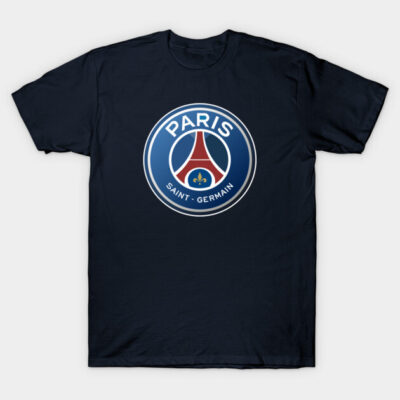 Navy blue t-shirt with Paris logo, casual style, 100% cotton, ideal for everyday wear.