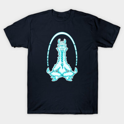 Navy blue t-shirt with playful llama graphic, casual style, 100% cotton, perfect for everyday wear.