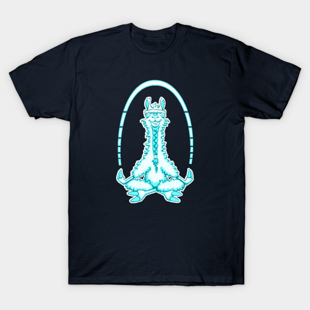 Navy blue t-shirt with playful llama graphic, casual style, 100% cotton, perfect for everyday wear.