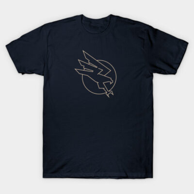 Navy blue t-shirt with minimalist geometric eagle design, casual style, cotton material, unisex.