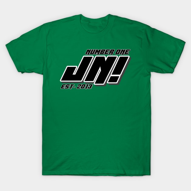 Green graphic t-shirt with bold "Number One JN!" print, casual style, made of soft cotton for everyday wear.