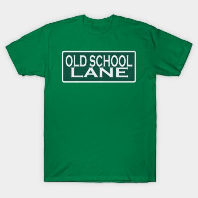 Green "Old School Lane" t-shirt, casual cotton tee, retro style, perfect for everyday wear or gifting.