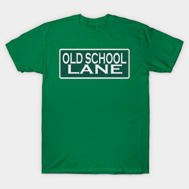 Green "Old School Lane" t-shirt, casual cotton tee, retro style, perfect for everyday wear or gifting.
