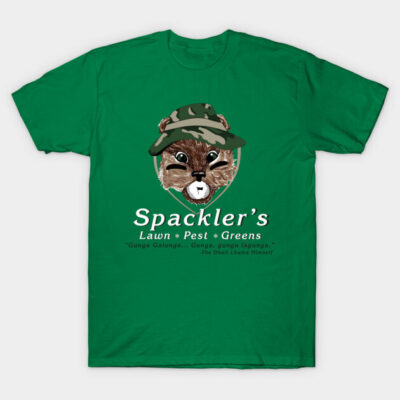 Green graphic t-shirt featuring whimsical animal design with text, ideal for casual wear and made from soft cotton fabric.