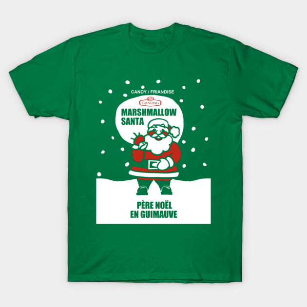 Green t-shirt with festive Santa print, perfect for holiday wear. Made from soft cotton for comfort and style.