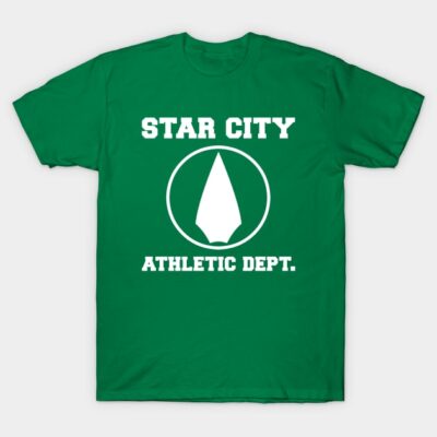Green Star City Athletic Dept. T-shirt, cotton, casual wear, bold white print, unisex design, perfect for sports fans.