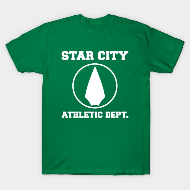 Green Star City Athletic Dept. T-shirt, cotton, casual wear, bold white print, unisex design, perfect for sports fans.