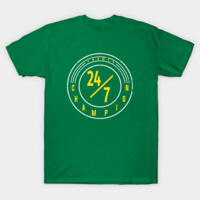Green "24/7 Champion" graphic t-shirt, casual style, cotton material, ideal for everyday wear.