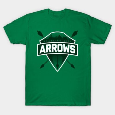 Green "Starling City Arrows" graphic t-shirt, casual style, cotton material, ideal for sports fans or everyday wear.