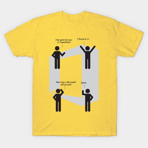 Yellow T-shirt with black stick figure design and humorous text, perfect for casual wear and gifting.