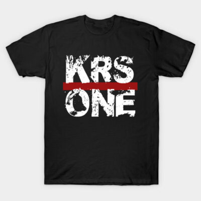 Black graphic T-shirt with bold white and red text design, casual style, 100% cotton, unisex.