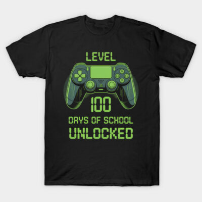 100th Day of School Boys Level 100 Days of School Unlocked T-Shirt by MaidenIRK