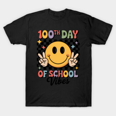 100th Day of School Cute Smile Face 100 Days of School T-Shirt by MaidenIRK