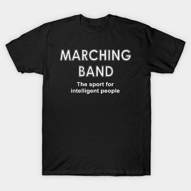 Black cotton T-shirt with "Marching Band" text, ideal for music enthusiasts, casual style, comfortable fit.