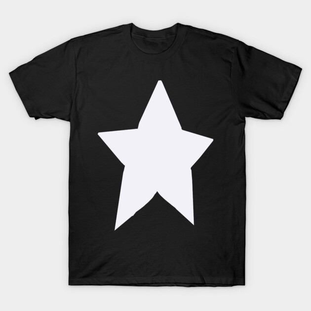 Black t-shirt with large white star design, casual style, cotton material, perfect for everyday wear.