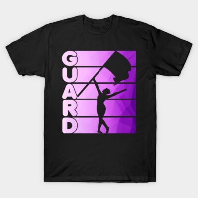 Black t-shirt with purple guard silhouette design and text, ideal for casual wear. 100% cotton, unisex style.