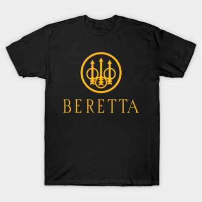 Black t-shirt with yellow logo design, cotton material, casual style, suitable for everyday wear.