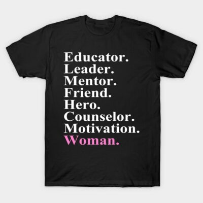 Black t-shirt with empowering text design in white and pink, ideal for women. Casual style, perfect for everyday wear.
