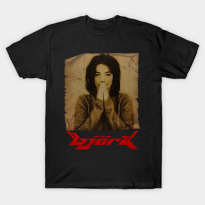 Black graphic t-shirt featuring vintage-style portrait and red text, made from soft cotton for casual wear.