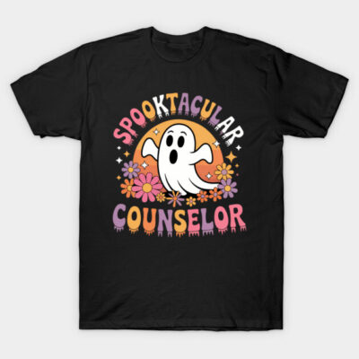Spooktacular Counselor Teacher Happy Halloween T-Shirt by JERRSTERR