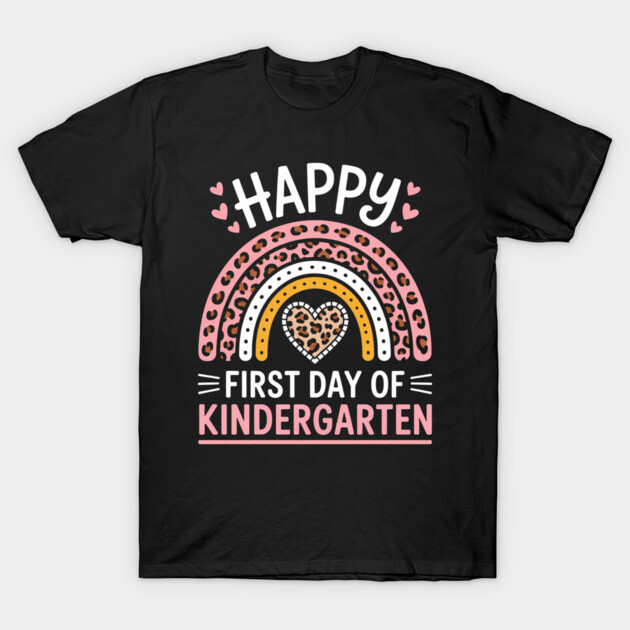 First Day of Kindergarten Funny Back To School Leopard Teach T-Shirt by palivocollection