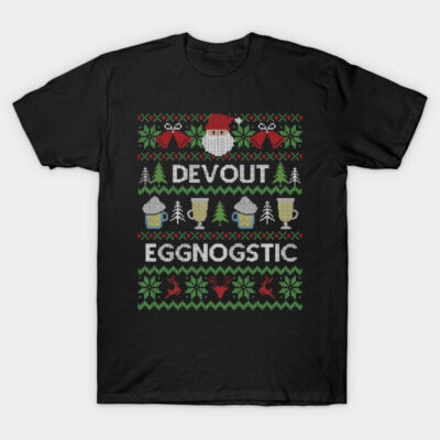 Black holiday-themed T-shirt with colorful festive design and humorous text for Christmas celebrations.