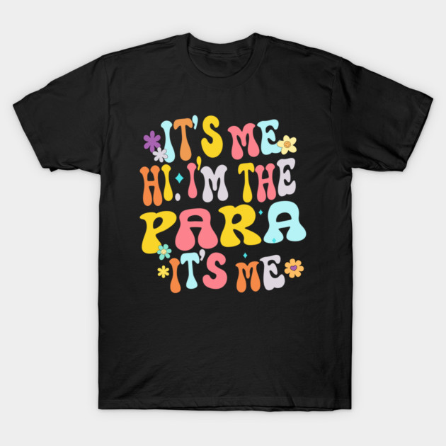 Black T-shirt with colorful retro text and floral design, casual wear, cotton material, perfect for everyday style.