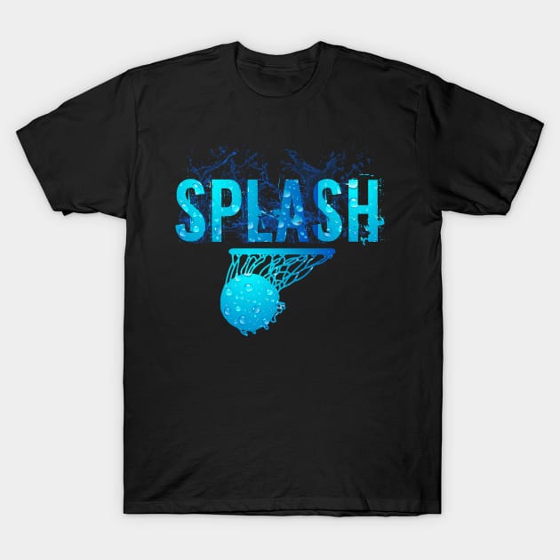 Black t-shirt with blue "Splash" basketball graphic design, casual style, cotton material, unisex.