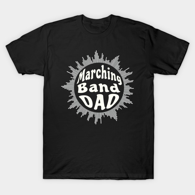 Black "Marching Band Dad" T-shirt, casual style, cotton material, perfect for music event supporters.