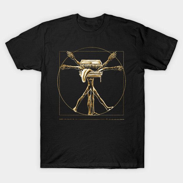 Black graphic t-shirt with gold fantasy creature design, ideal for casual wear, made from soft cotton material.