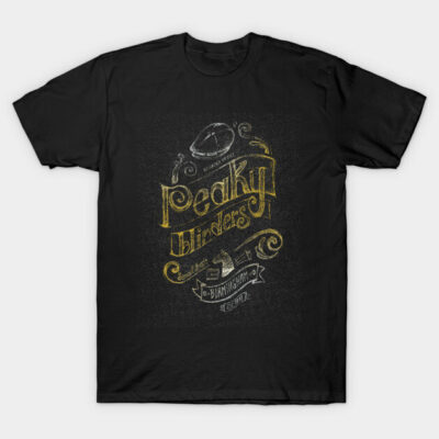 Black graphic T-shirt with vintage-style text and design, ideal for casual wear, made of 100% cotton.