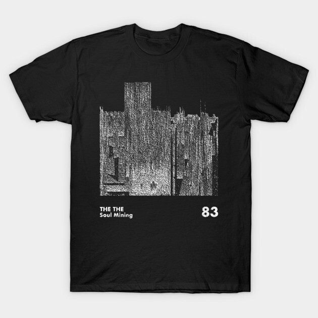 Black graphic t-shirt featuring abstract white design with text "Soul Mining 83," casual cotton apparel for daily wear.